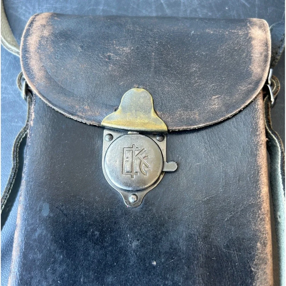 Vintage Kodak 1A Autographic Kodak Junior Black Leather Camera Case Bag USA